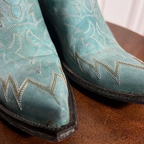 🔥 Yippee Ki Yay Old Gringo Embroidered Turquoise Cowboy Boots - Women's Sz 7.5B - Picture 6 of 15